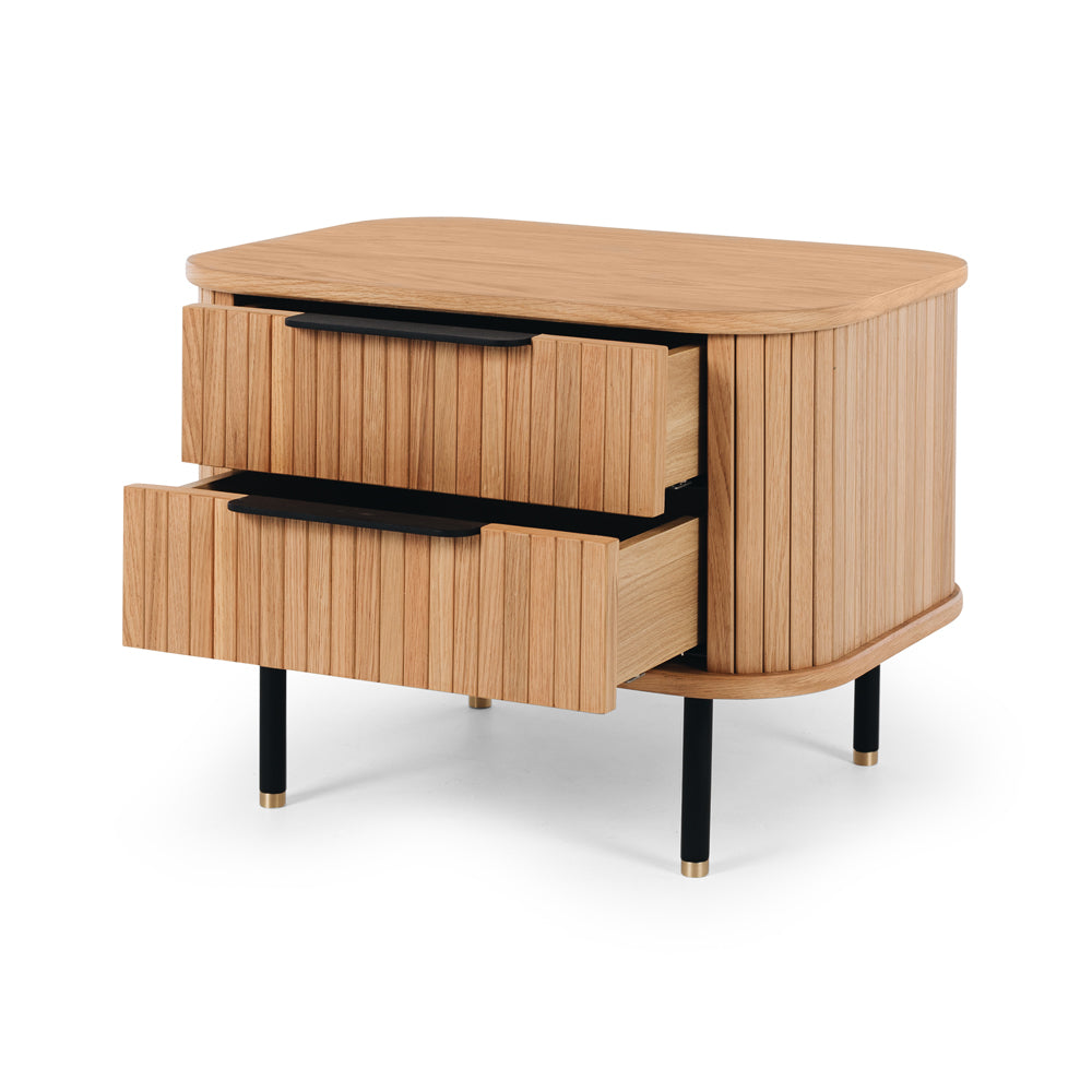 Anders Bedside Natural Oak 2 drawer open
