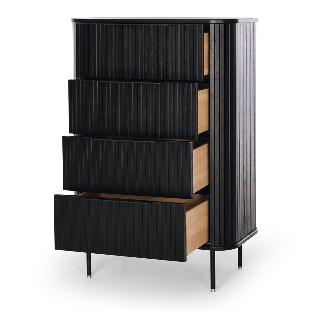 Anders Tallboy 4 drawers (Black Oak) - Furniture Direct 2U