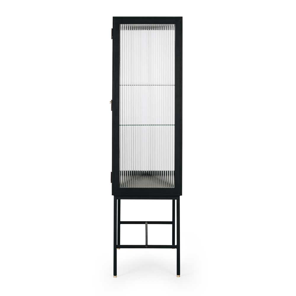 Kobe Highboard (Black Oak) Fluted Glass