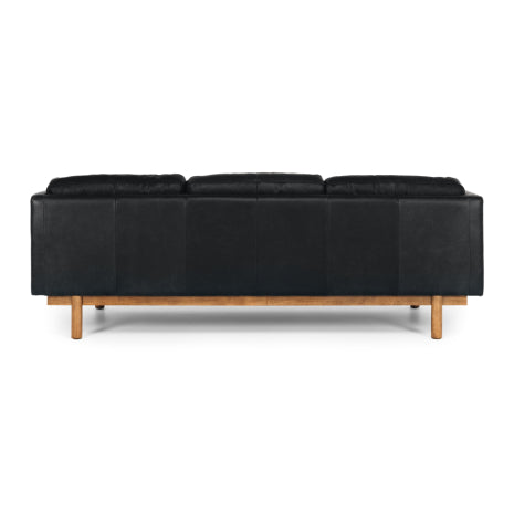 Strada Leather 3 Seater Sofa Black
