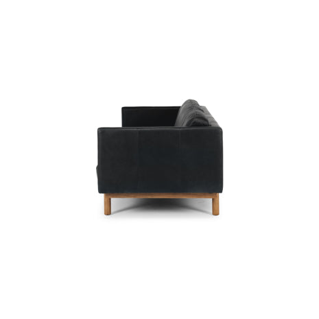 Strada Leather 3 Seater Sofa Black