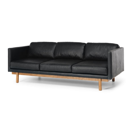 Strada Leather 3 Seater Sofa Black