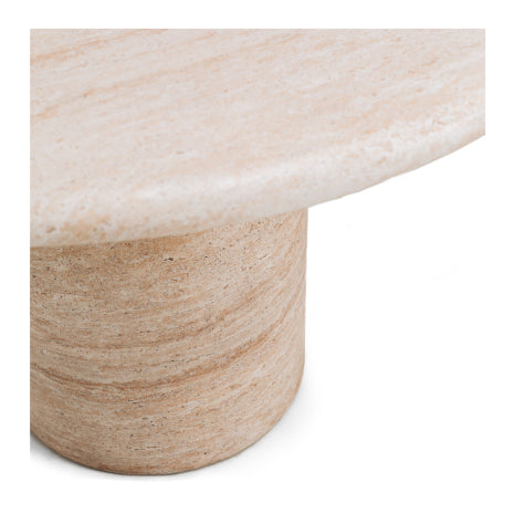 Concrete table with travertine look close up