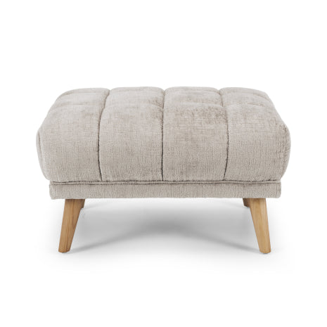 Beige ottoman with wooden legs 