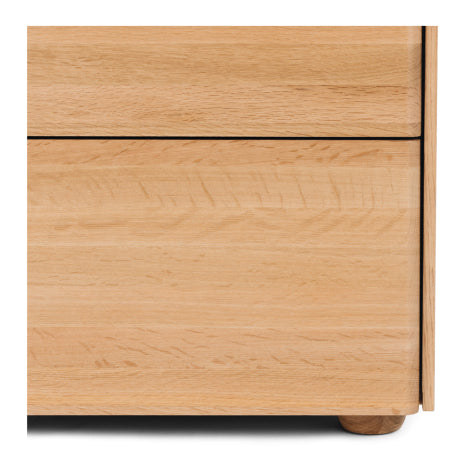 Cube Natural Oak Side Table 2drw (Travertine Top)