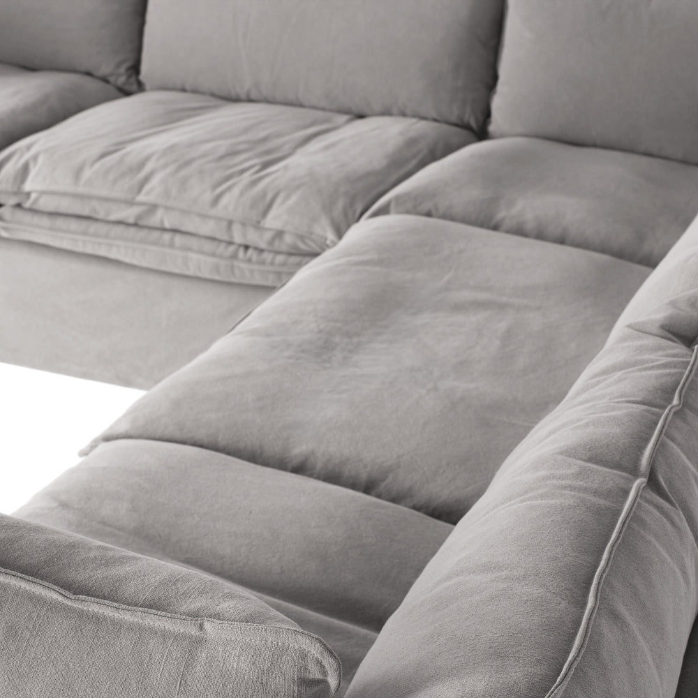 HAMILTON 5 Seater Cnr Slipcover Sofa - Cement