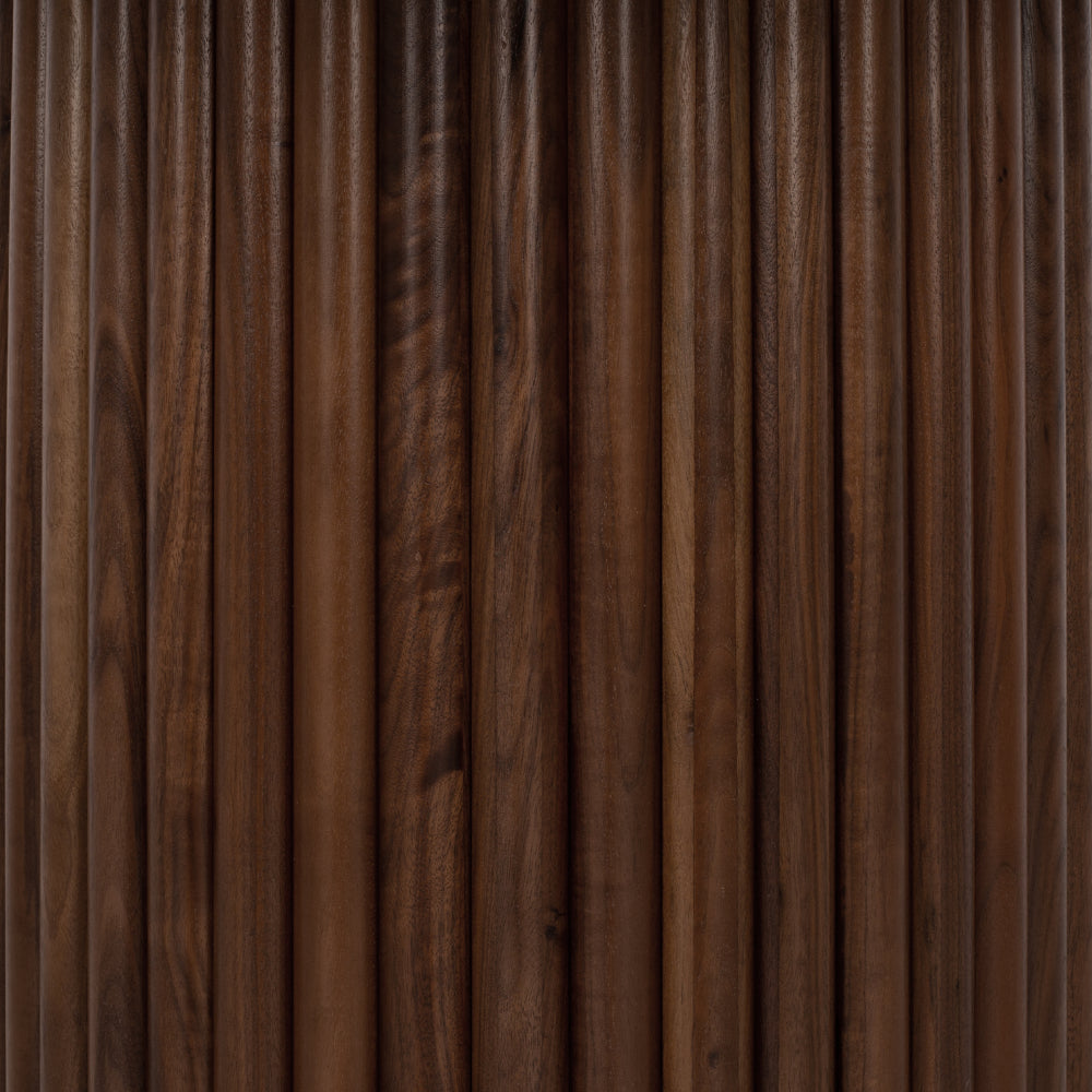 Rho Travertine Top Dining Table 120rd (Walnut Base)